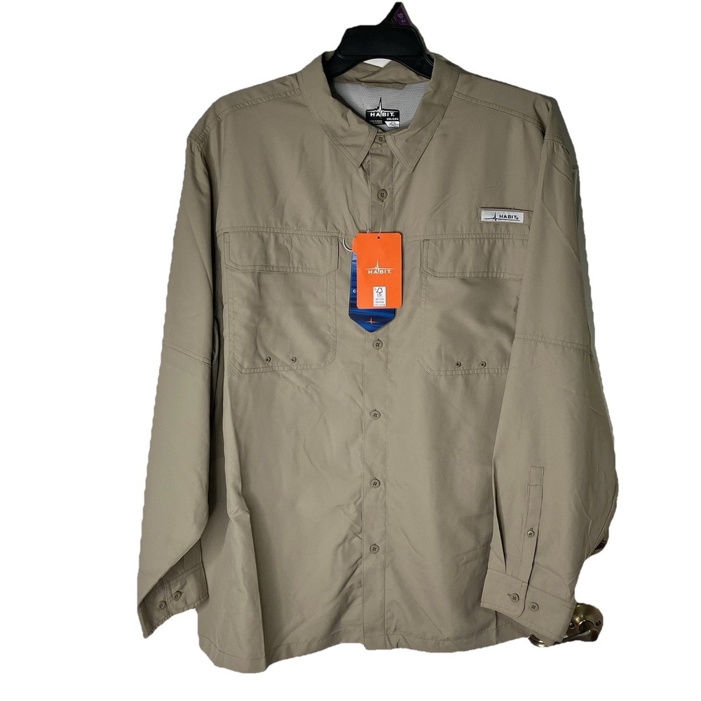 NWT Habit Mens Long River Shirt Sleeve Shirt Sz 2XL  UPF 40 Outdoor Fishing